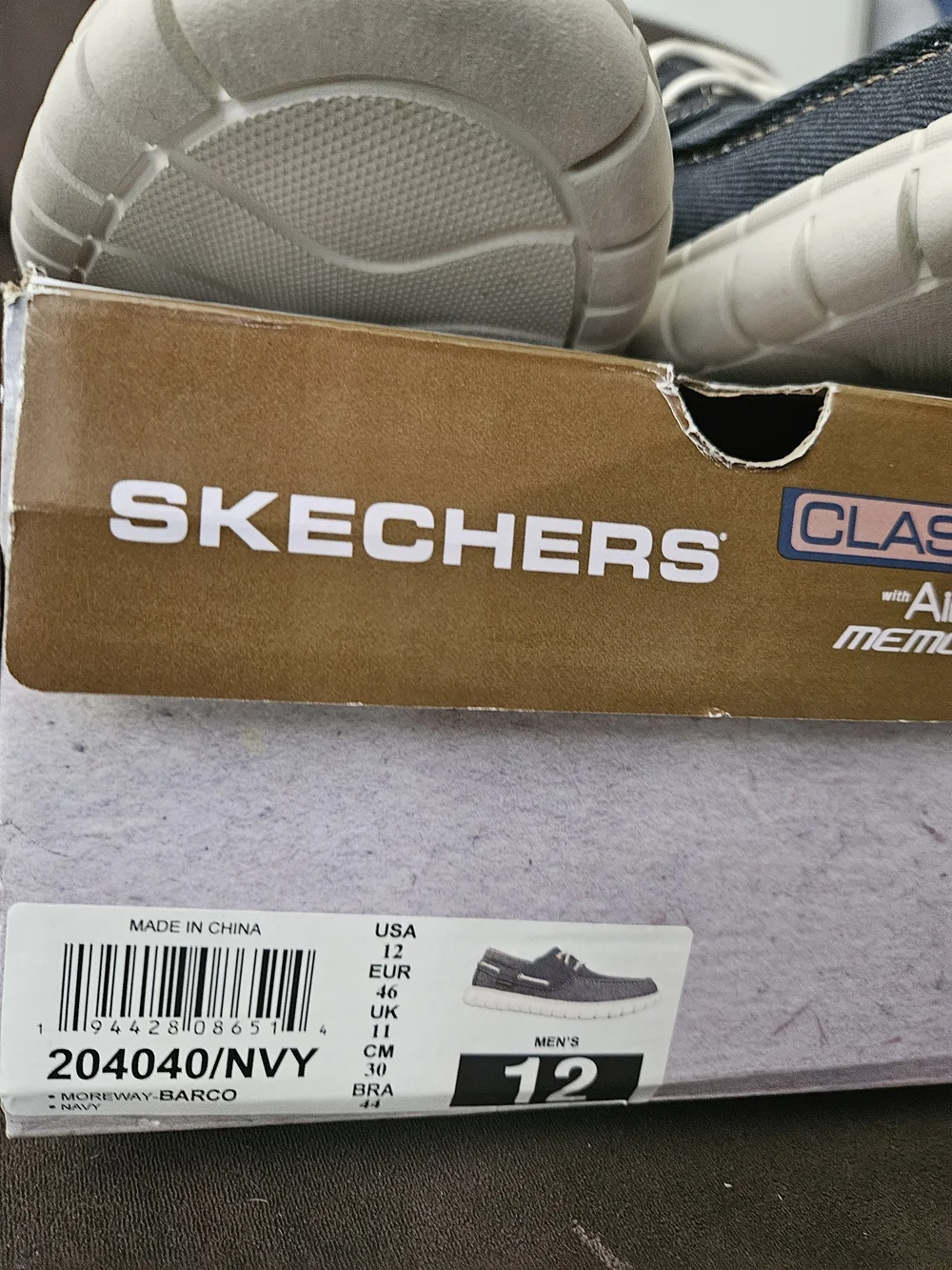 Skechers Men's Navy Canvas Boat Shoes with White Soles